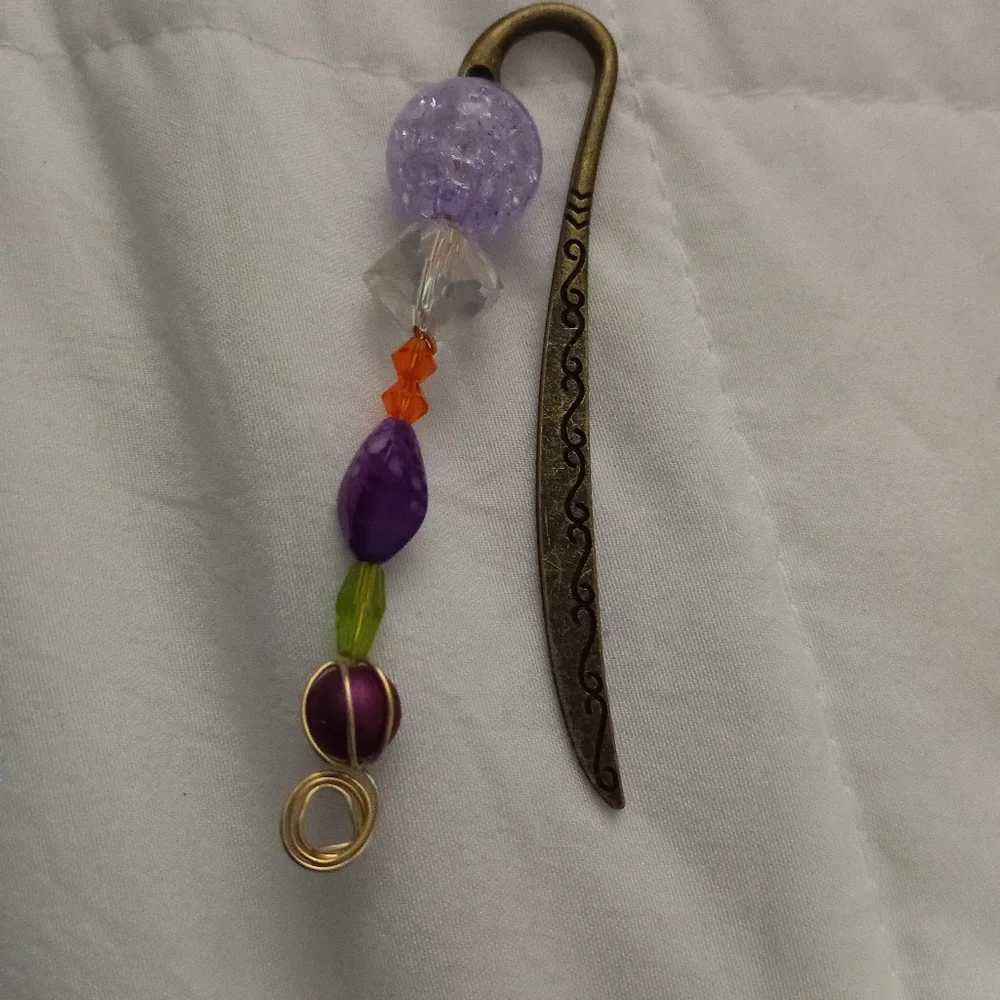 New antique gold mixed media crystal bookmark hand crafted